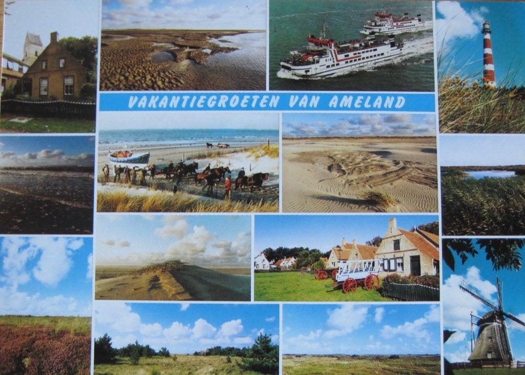 Vakantie groeten van Ameland - twee keer - nieuw, Ophalen of Verzenden, 1980 tot heden, Ongelopen, Waddeneilanden