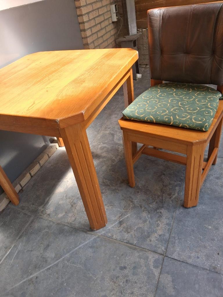 keuken tafel met 3 stoelen eiken 80x80 cm, Ophalen, Gebruikt, 50 tot 100 cm, 50 tot 100 cm