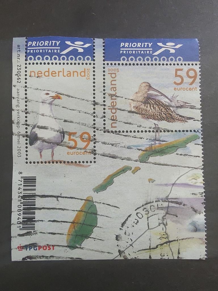 2171a en 2171b mantelmeeuw en wulp 2003 het Nederlandse wad, Postzegels en Munten, Ophalen of Verzenden
