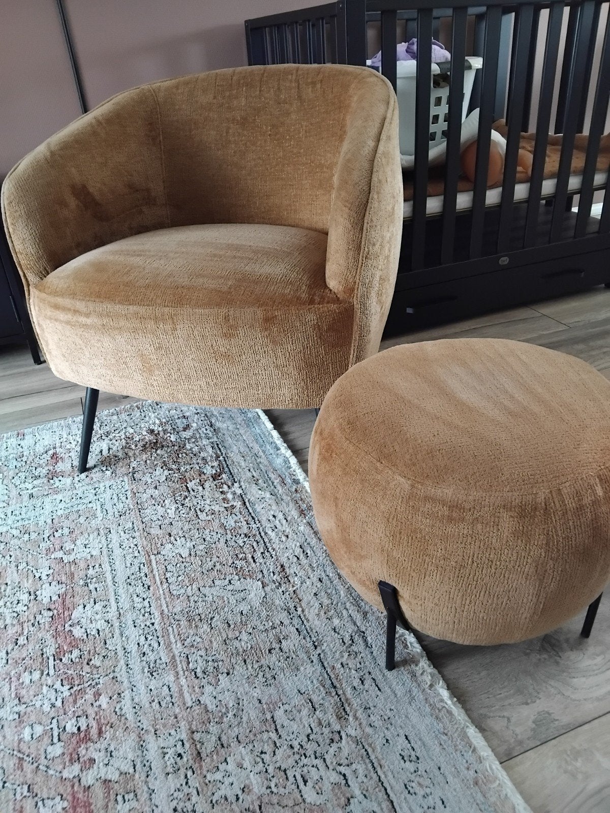 fauteuil Carlton met poef rosaly, Ophalen, Zo goed als nieuw, 75 tot 100 cm, 50 tot 75 cm