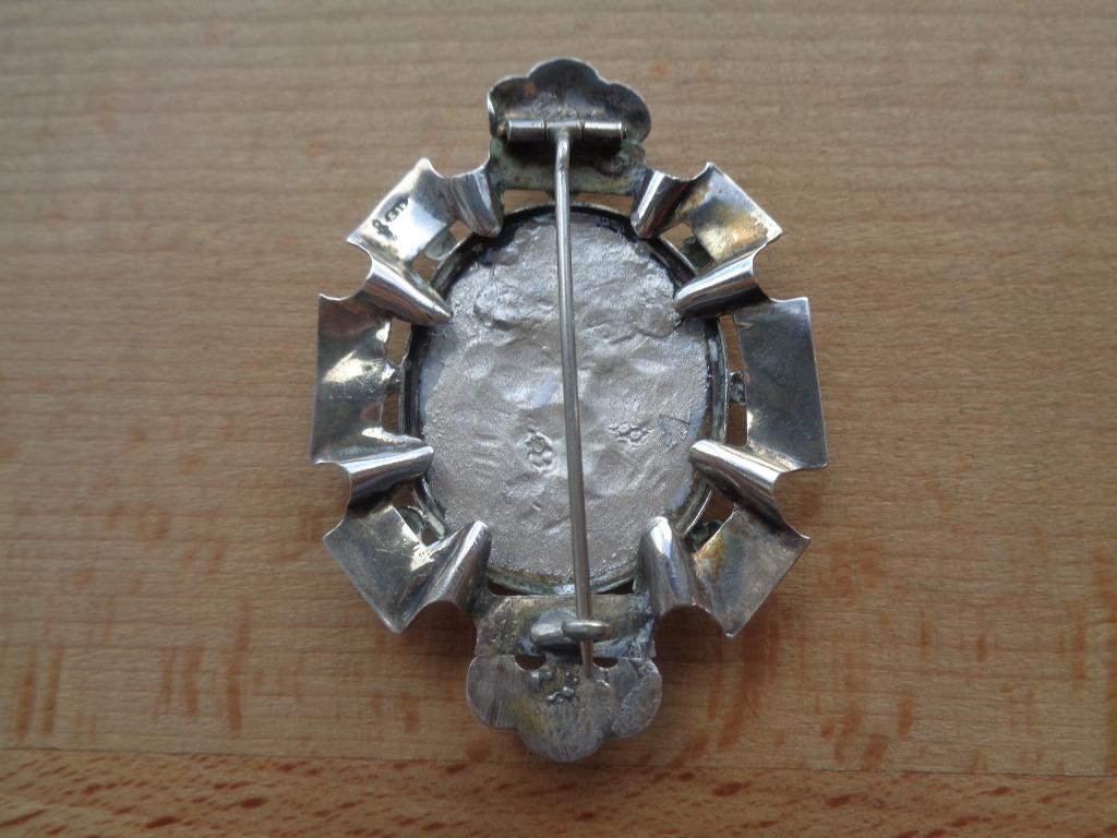 antiek zilveren broche met bloemen schilderij [214], Verzenden, Zilver, Broche