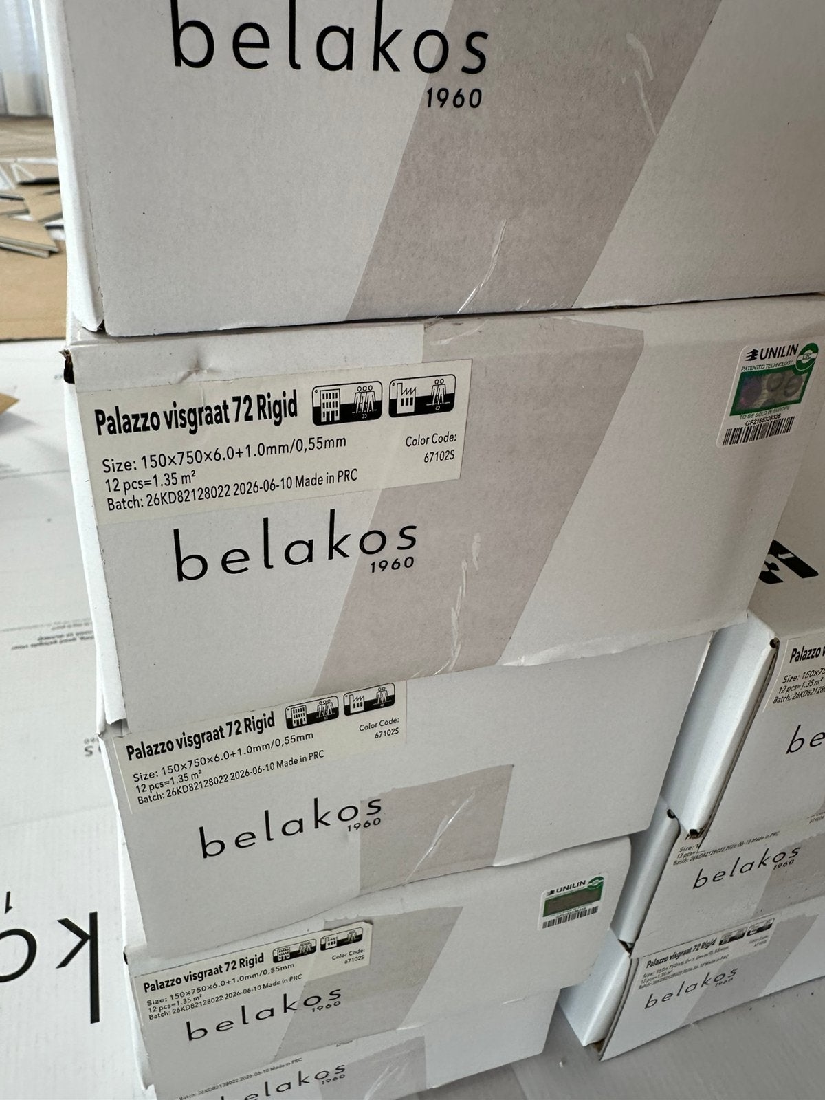 Belakos Visgraat Palazzo XL 72 click variant.20 m2, Ophalen, 50 tot 150 cm, Nieuw, 10 m² of meer