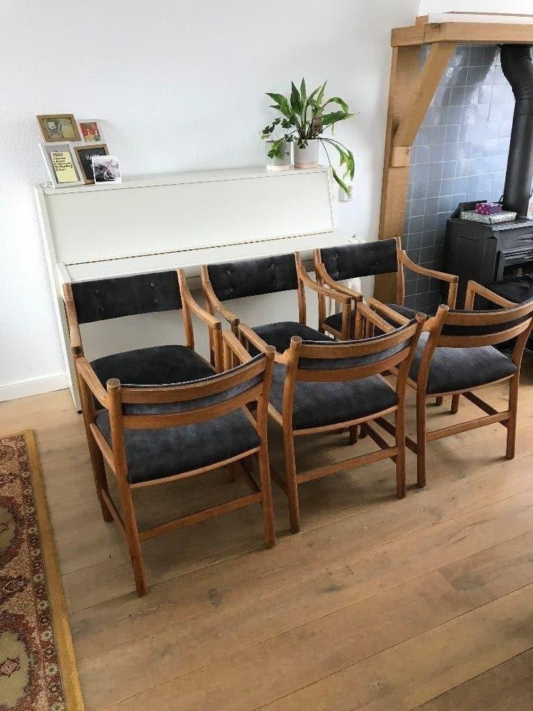 Set 6 Carl Hansen CH46 Hans J. Wegner vintage stoelen stoel, Ophalen, Gebruikt, Twee, Bruin