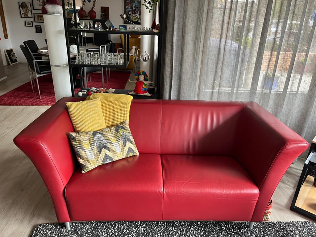 Te koop leren bank van Montel, Ophalen, Tweepersoons, Zo goed als nieuw, 200 tot 250 cm