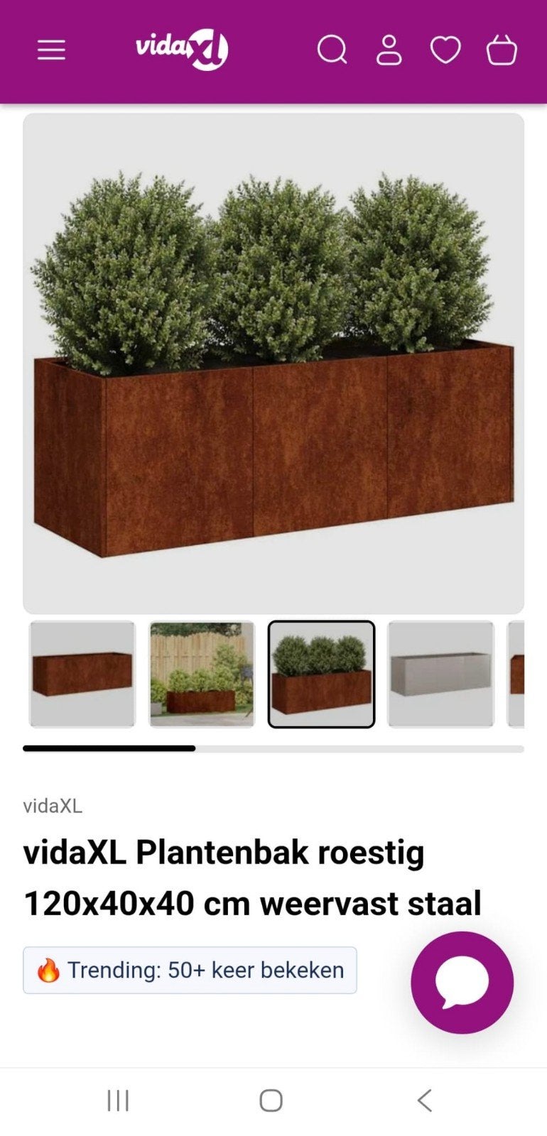 Tekoop 3 cortentstalen plantenbakken nieuw in doos., Ophalen, 100 cm of meer, Nieuw, Balkon