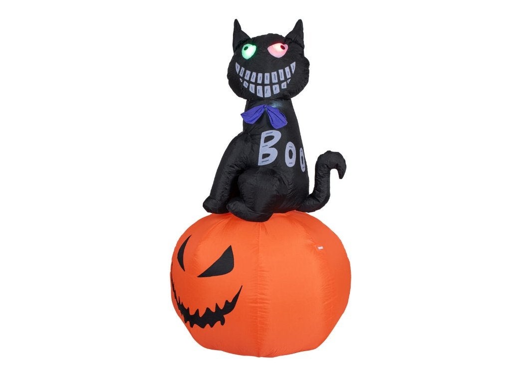 Europalms Halloween opblaasbare kat met pompoen - 183 cm, Halloween of Griezel, ., Nieuw, Ophalen of Verzenden