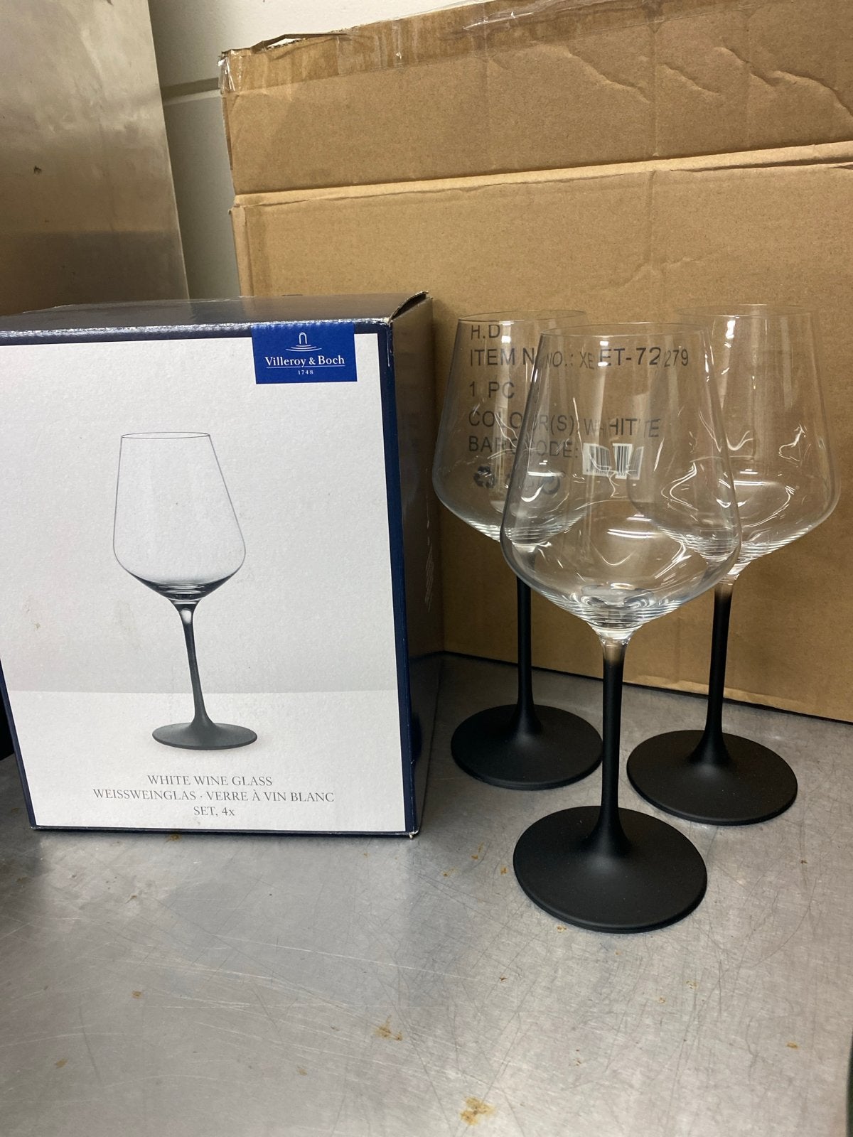3x Nieuwe Villeroy & Boch Manufacture Rock Witte Wijnglazen, Glas of Glazen, Villeroy & Boch, Onbekend, Nieuw