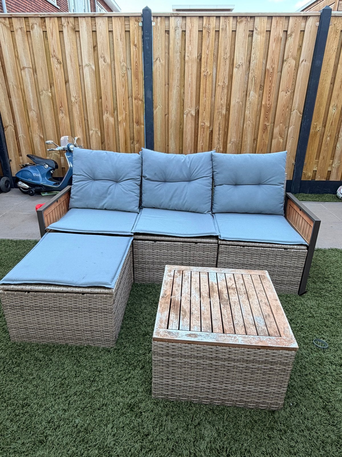 VidaXL loungeset met opbergruimte en afneembare kussens, Tuin en Terras, Ophalen, Gebruikt, 3 zitplaatsen, Loungeset