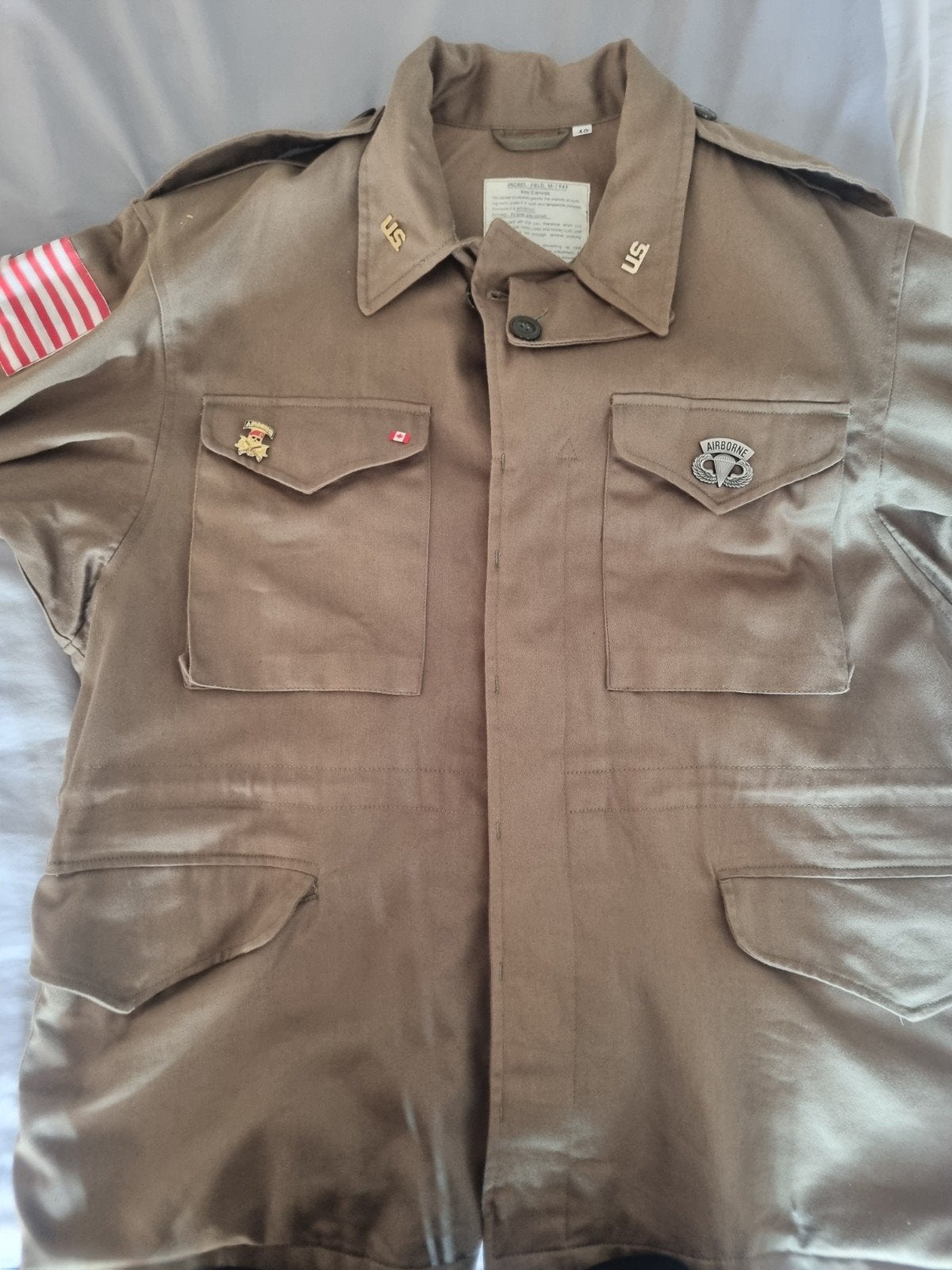 Ww2 usa airborne jumpsuit market garden repro, Ophalen of Verzenden, Luchtmacht, Amerika, Helm of Baret