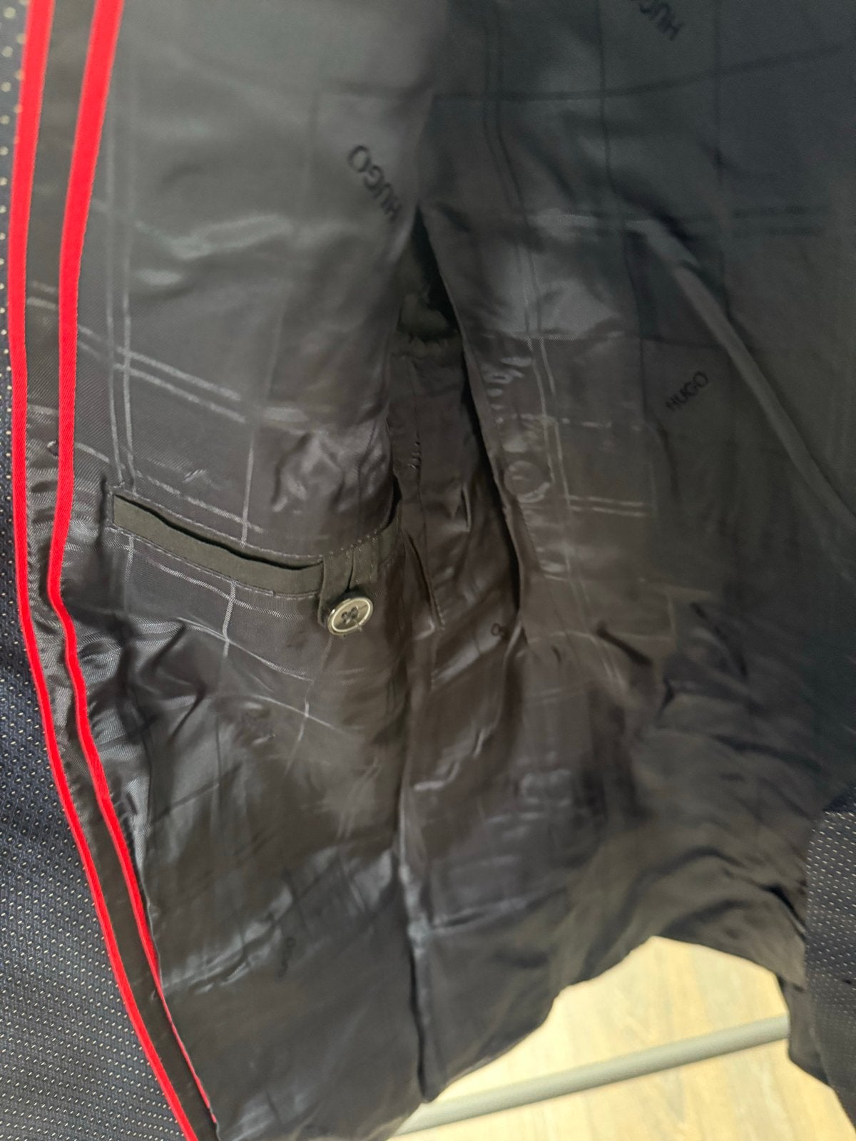 Hugo Boss Heren Colbert - Donkerblauw met stippen, Ophalen of Verzenden, Zo goed als nieuw, Maat 48/50 (M), Blauw
