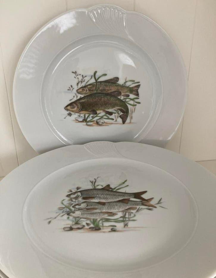 Vintage - Bavaria Germany - set van 6 borden met visdecor, Antiek en Kunst, Ophalen of Verzenden
