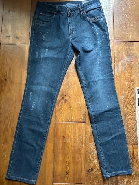 NIEUW! Parami stretchbroek donkerblauw jeans verfaccenten 46, Parami, Blauw, Maat 46/48 (XL) of groter, Nieuw