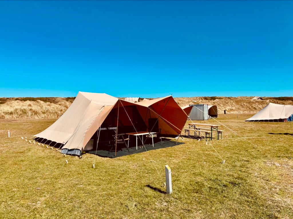 Tent Vlieland meivakantie & week 34 veld groen incl stroom, Caravans en Kamperen
