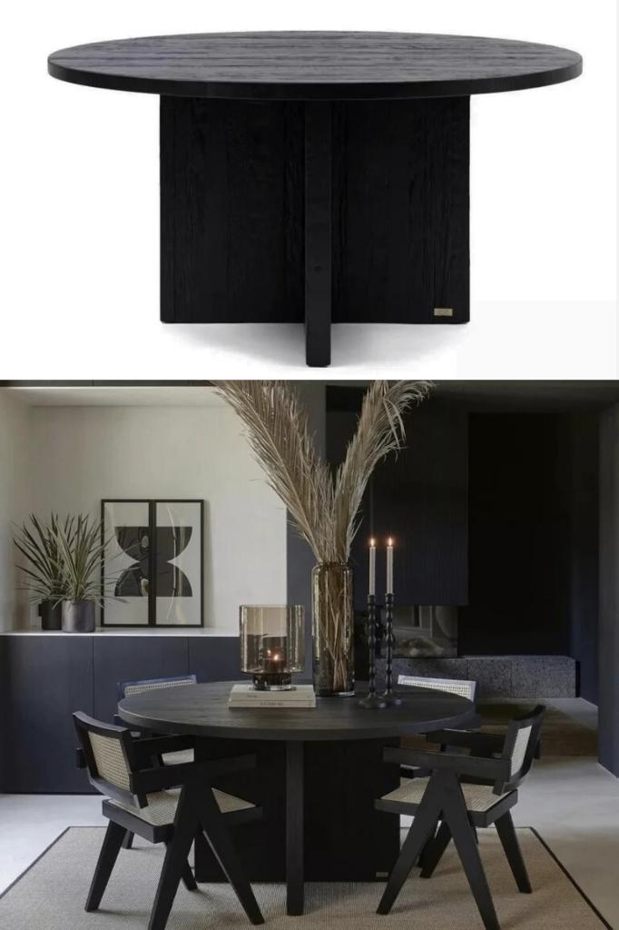 Rivièra Maison Sherwood Dining Table Dia 150 Black, Huis en Inrichting, Tafels | Eettafels, Nieuw, 100 tot 150 cm, 100 tot 150 cm