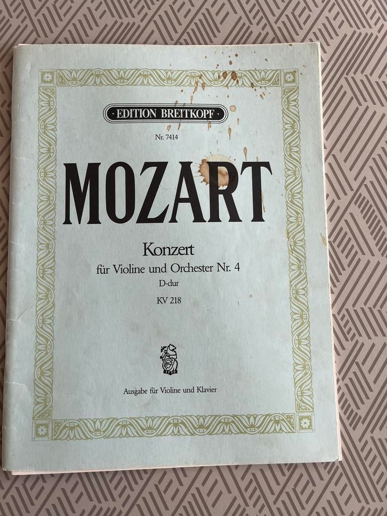 Mozart concert voor viool nr 4, Klassiek, Ophalen of Verzenden, Zo goed als nieuw, Viool of Altviool
