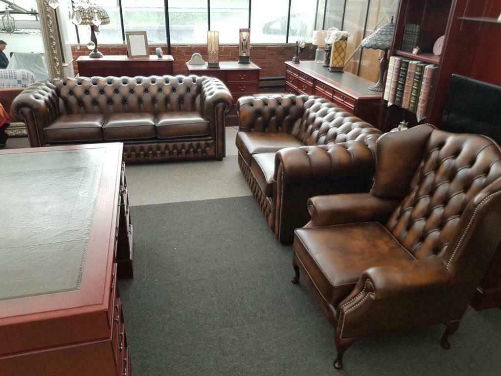 NIEUW Engels Chesterfield bankstel 3+2+1 + GRATIS BEZORGING, Huis en Inrichting, Banken | Bankstellen, Chesterfield, Nieuw, Leer