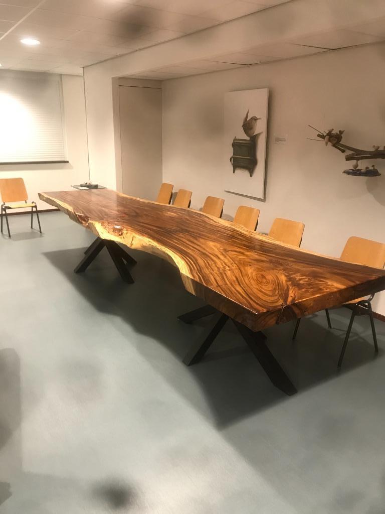 suar boomstamtafel 180x90 gratis matrixpoot organisch, Huis en Inrichting, Tafels | Eettafels, Nieuw, 50 tot 100 cm, Vijf personen of meer