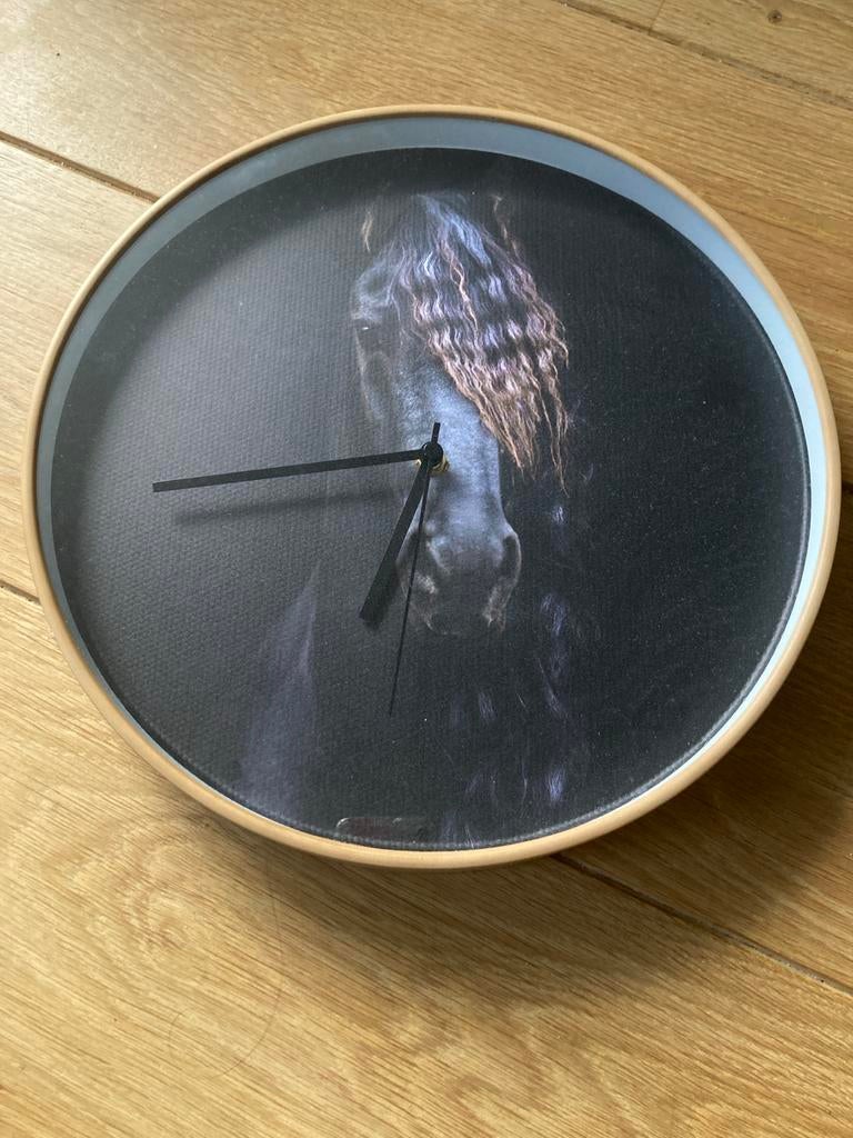 Wandklok Fries paard, Huis en Inrichting, Woonaccessoires | Klokken, Ophalen of Verzenden, Gebruikt, Analoog, Wandklok