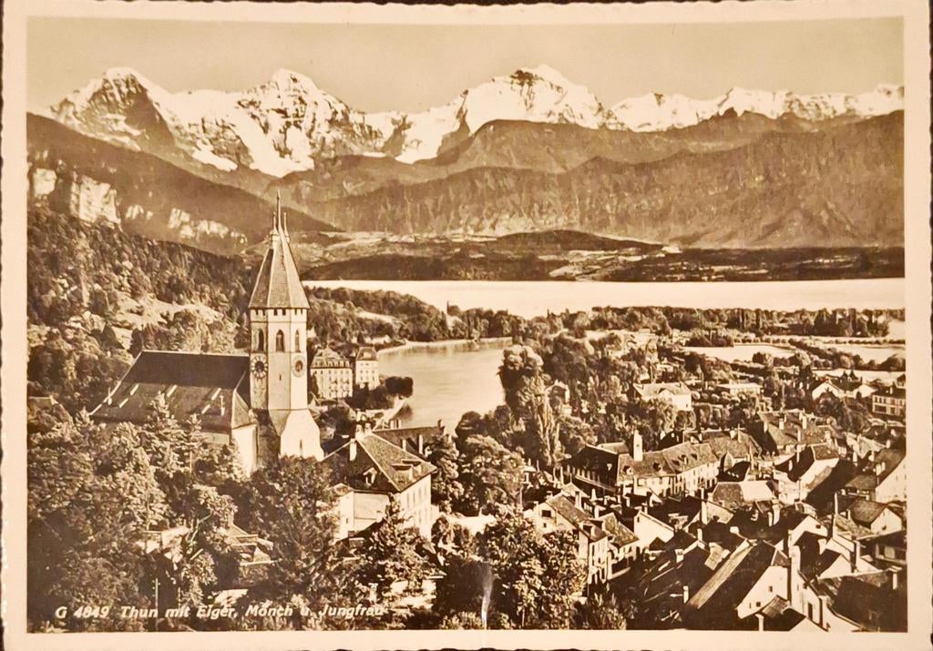 Thun Zwitserland 1949, Verzamelen, Ophalen of Verzenden, 1940 tot 1960, Gelopen, Overig Europa
