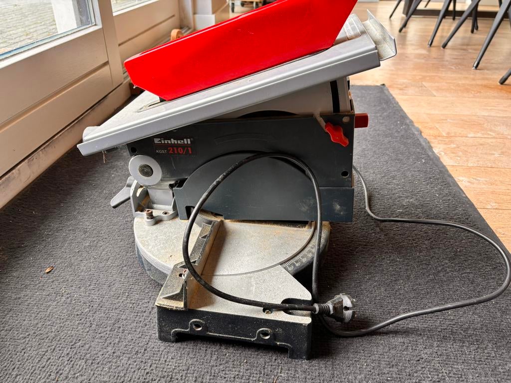 Einhell combi afkortzaag/zaagtafel - KGST 210, Doe-het-zelf en Verbouw, Gereedschap | Zaagmachines, Ophalen, Gebruikt, Afkortzaag