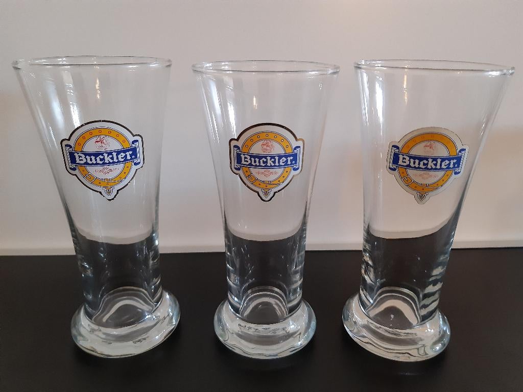 Buckler bierglazen 3 stuks dezelfde, Ophalen of Verzenden, Zo goed als nieuw, Glas of Glazen, Overige merken