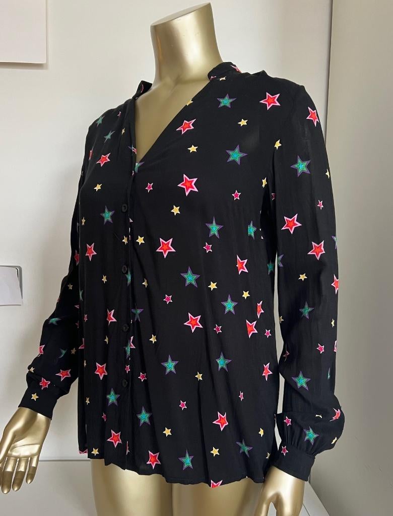 Wanderlust party blouse, zwart met sterren, maat S (vgl. 38), Kleding | Dames, Zwart, Ophalen of Verzenden, Zo goed als nieuw