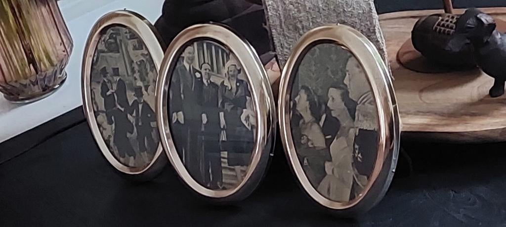 3 VINTAGE BROCANTE OVALE FOTOLIJSTJES FOTO-LIJSTEN, Ophalen of Verzenden