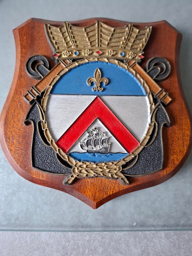 Houten Wapen Schild met Maritiem Motief, Antiek en Kunst, Ophalen of Verzenden