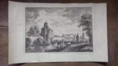 Oude orig. Gravure wittevrouwenpoort utrecht basan 1740-1755, Antiek en Kunst, Kunst | Etsen en Gravures, Ophalen
