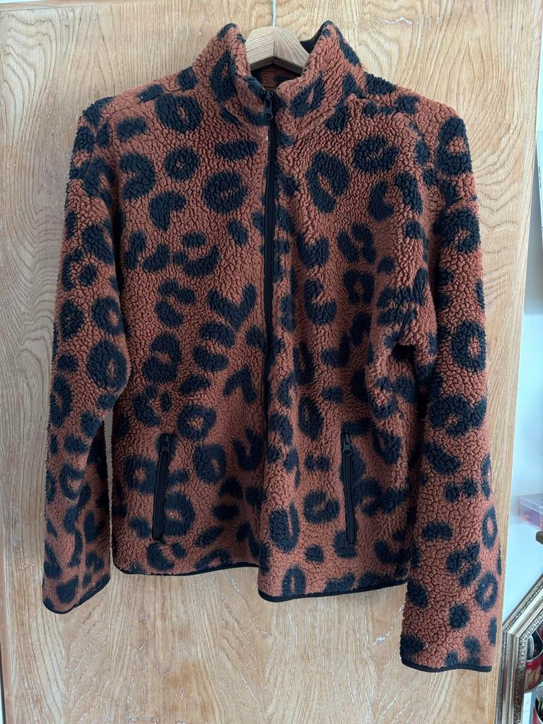 HEMA Fleece Vest Panterprint Bruin Zwart Maat S, Ophalen of Verzenden, Zo goed als nieuw, Maat 36 (S), Bruin