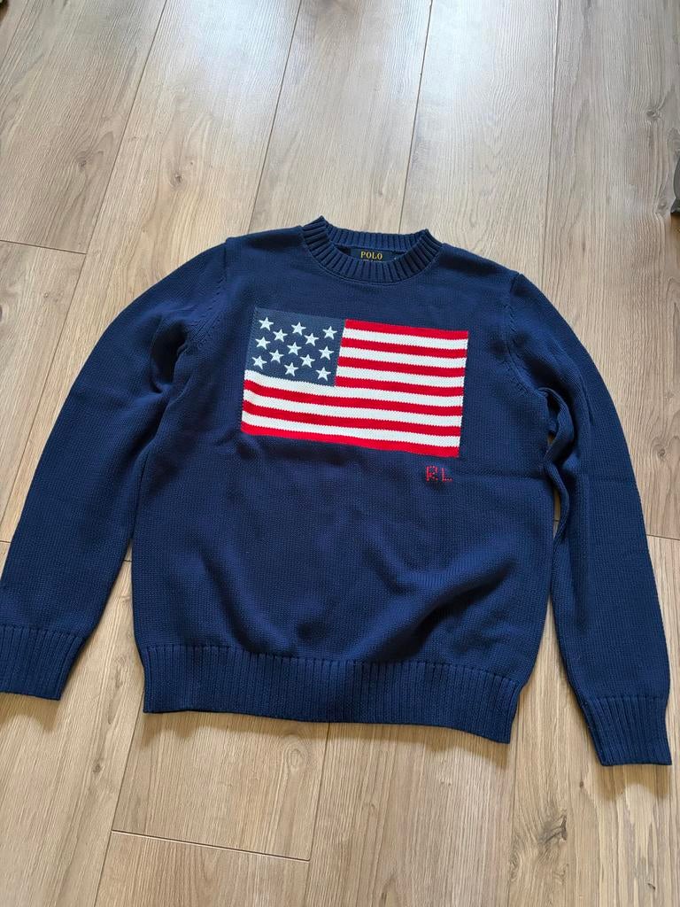 Polo Ralph Lauren Trui met Amerikaanse vlag, Verzenden, Nieuw, Blauw
