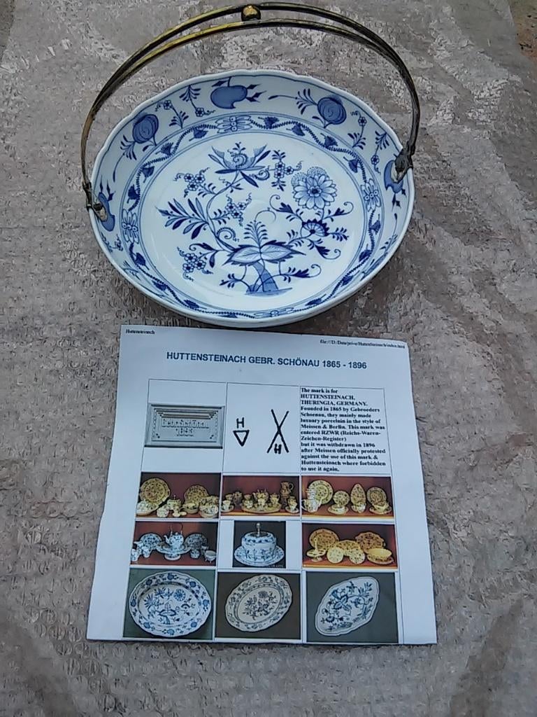 Zwiebelmuster, Gebakschaal met verzilverde hengsel, Ophalen of Verzenden