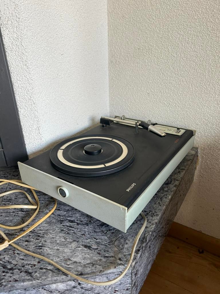 Philips 603 platenspeler – lichtblauw – vintage, Ophalen of Verzenden, Gebruikt, Platenspeler, Philips