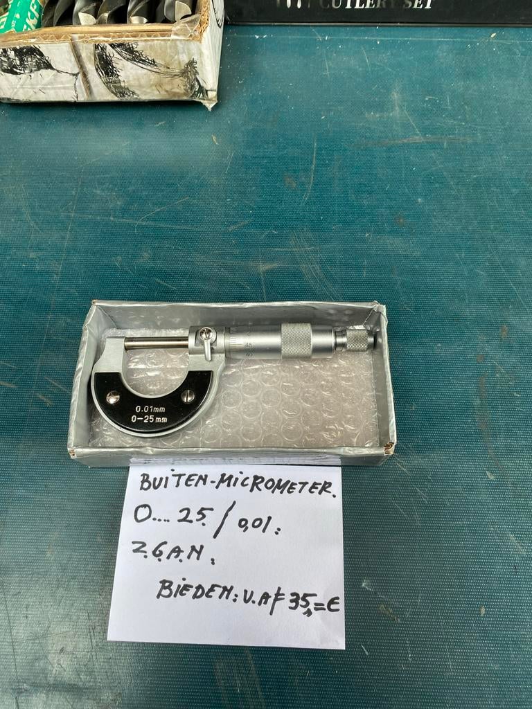 Buiten Micrometer 0-25mm - Zo Goed Als Nieuw, Doe-het-zelf en Verbouw, Ophalen of Verzenden, Zo goed als nieuw, Overige meters