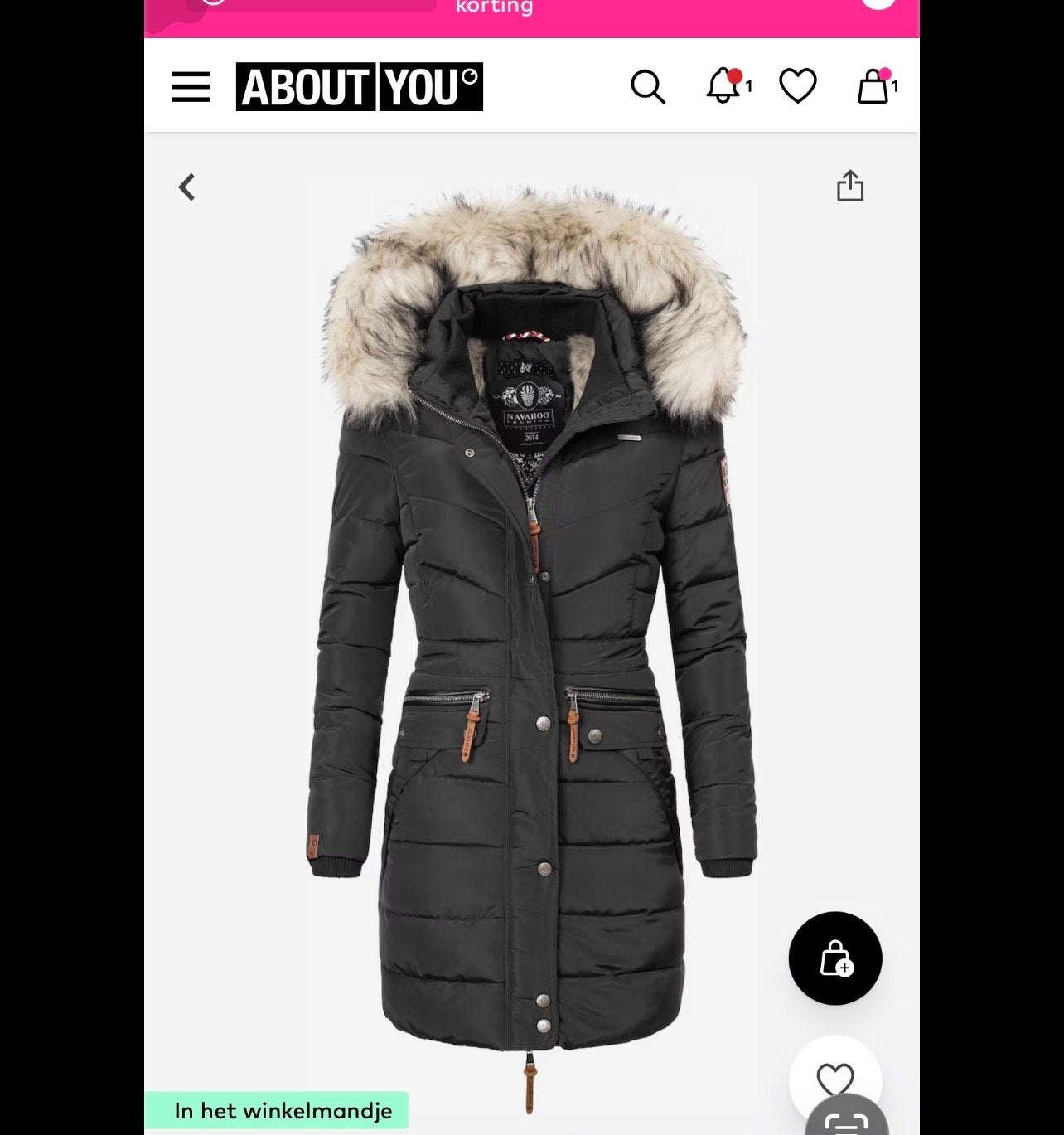 Gloednieuwe Navahoo winterjas met bontkraag, Ophalen of Verzenden, Nieuw, Zwart