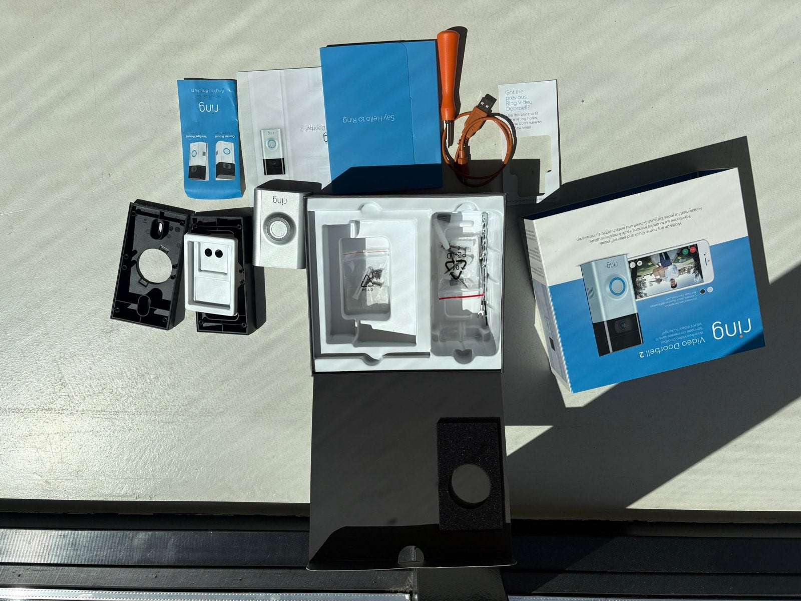 Ring Video Deurbel 2 met Chime - Draadloos, Ophalen of Verzenden, Bewegingsdetectiesensor, Zo goed als nieuw, Draadloos
