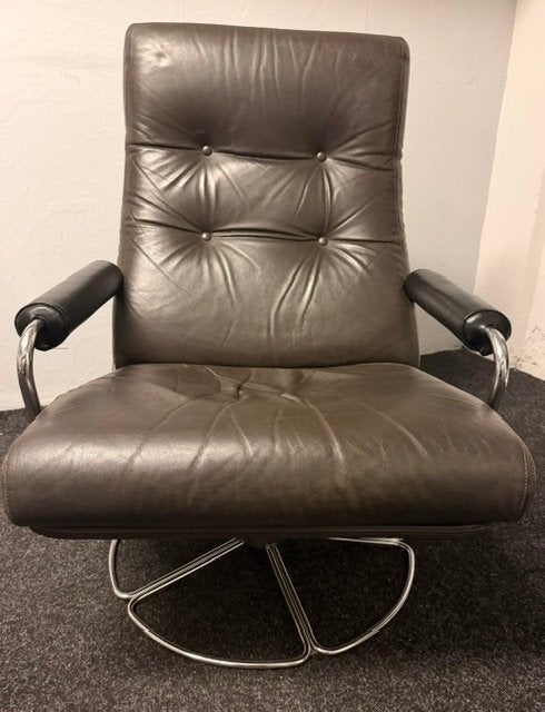 Vintage Jan des Bouvrie 1970's fauteuil, Huis en Inrichting, Ophalen, 75 tot 100 cm, Leer, 50 tot 75 cm