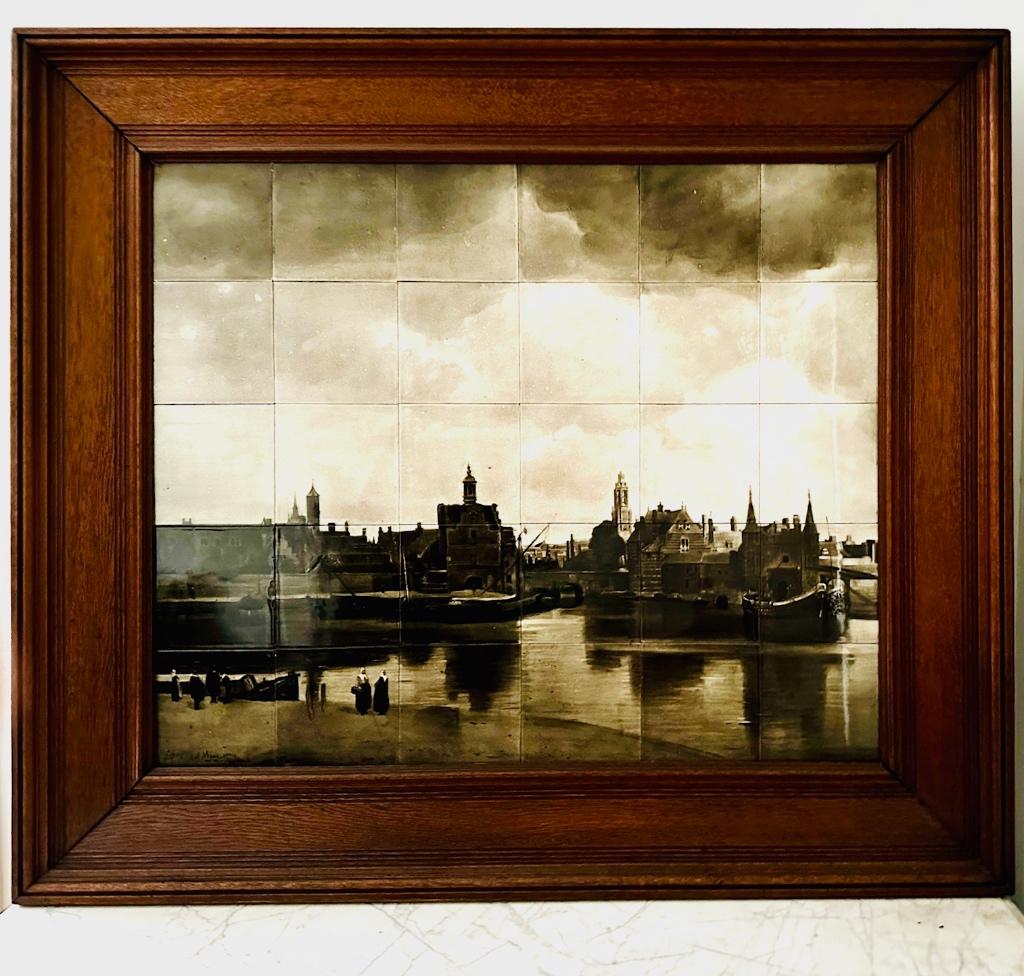Rozenburg tegeltableau “Gezicht op Delft”, Antiek en Kunst, Ophalen