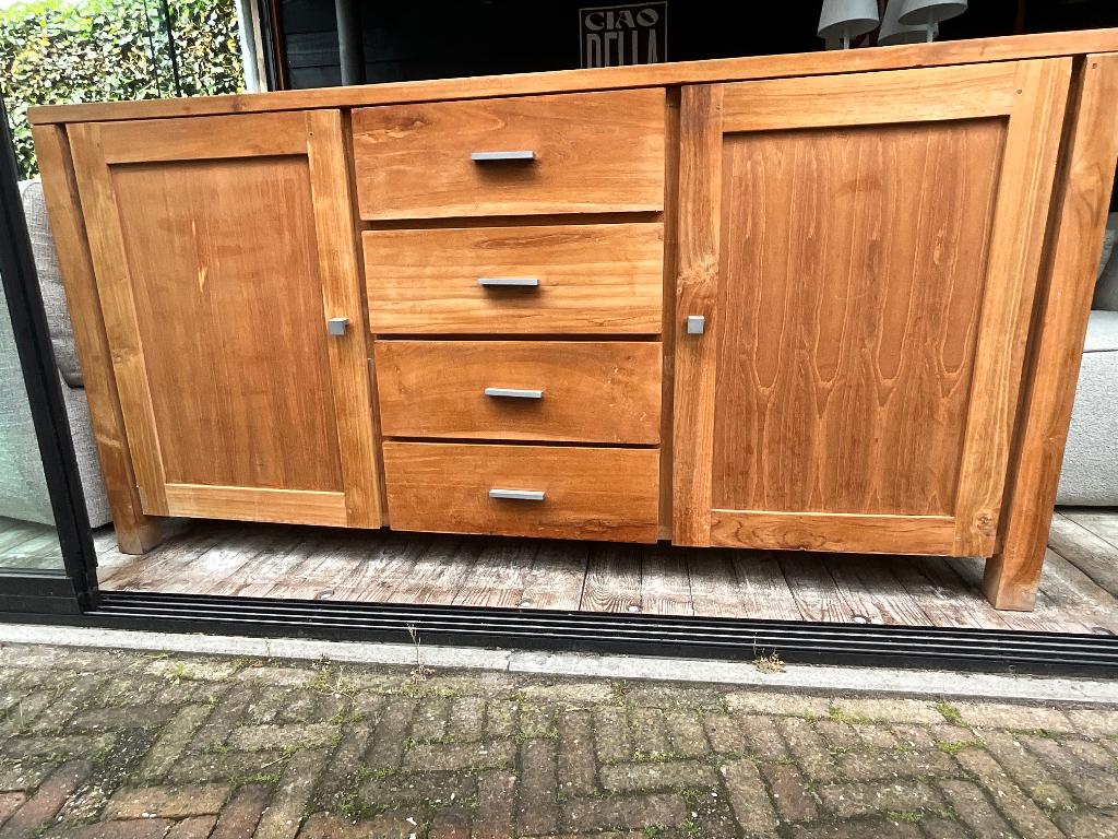 Teak houten dressoir, Ophalen, Met deur(en), 150 tot 200 cm, Teakhout