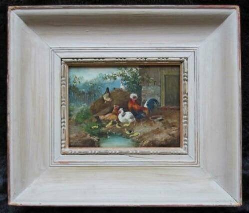 DUITS====Max Hänger 1874-1941===hoenderhof==, Antiek en Kunst, Kunst | Schilderijen | Klassiek, Ophalen of Verzenden