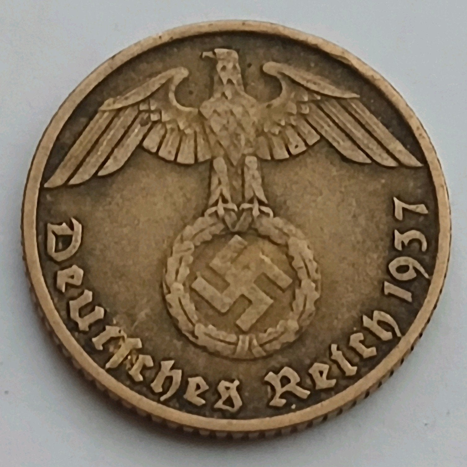 5 Reichspfennig 1937D Nazi Duitsland Oude Munt WO2 Swastika, Ophalen of Verzenden