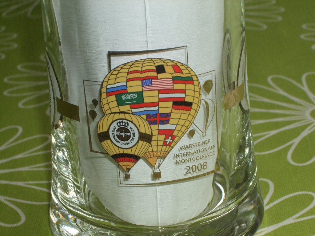 Warsteiner bierpul Internationale Montgolfiade 2008, Ophalen of Verzenden, Zo goed als nieuw, Pul(len), Overige merken
