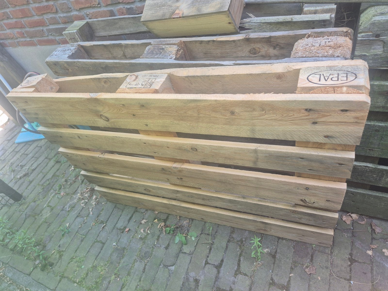 5 houten europallets gratis af te halen, Ophalen, Gebruikt, 100 cm of meer, 60 cm of meer