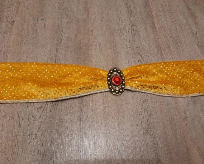 Gele hoofdband met glitters en nep edelsteen, Ophalen, Hoed, One size fits all, Onbekend