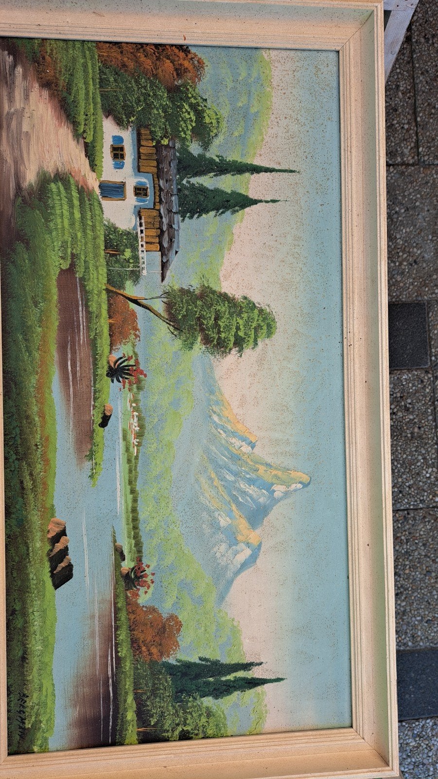 Schilderij Bergman: Berglandschap met huis en water, Ophalen