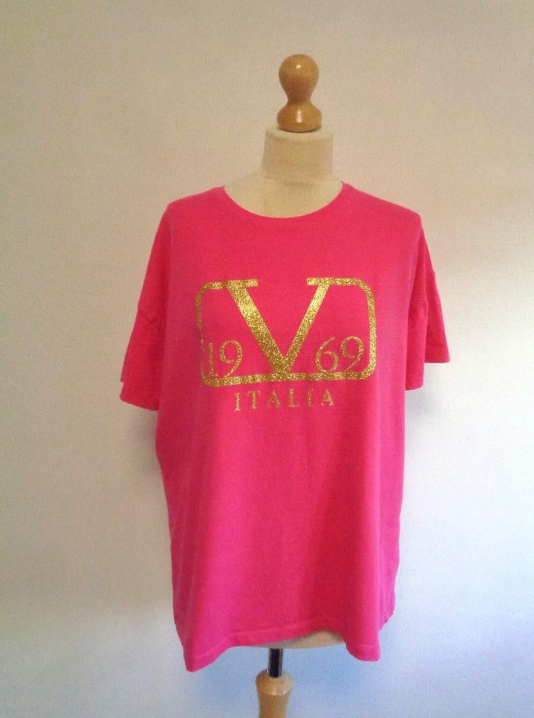 shirt Roze met goud opdruk, Verzenden, Maat 46/48 (XL) of groter, Zo goed als nieuw, Korte mouw