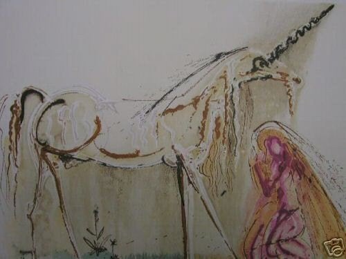 Salvador Dalí(1904)Lithografie " Cheval la Licorne " Ges Gel, Gesigneerd in de plaat, Ophalen of Verzenden, Lithografie, Dieren en Natuur