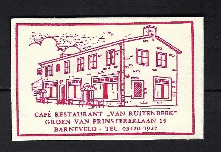 1141 Barneveld cafe rest VAN RUITENBEEK, Ophalen of Verzenden, Nederland