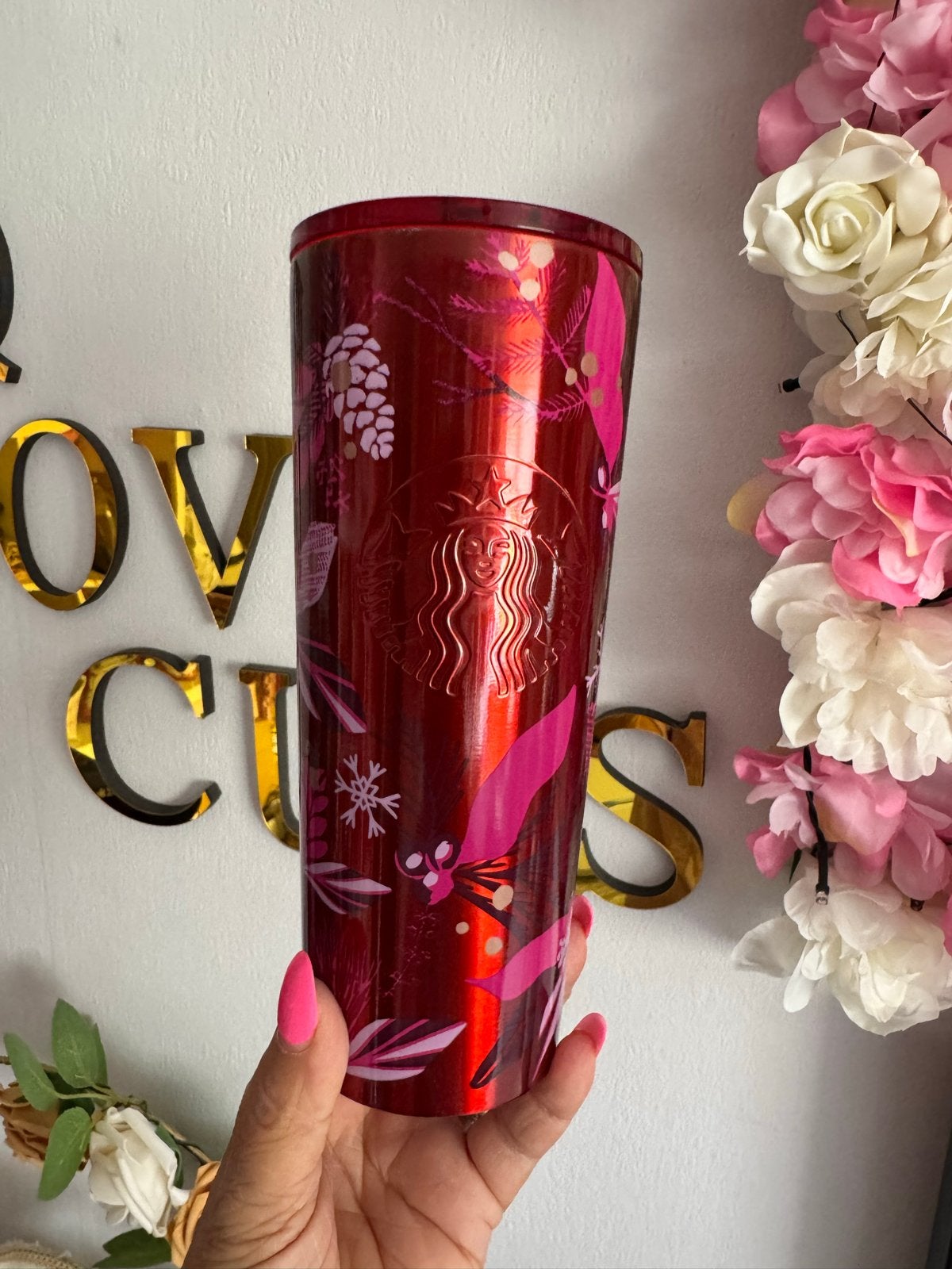 Starbucks Drinkbeker Rood met Winterse Print, Overige typen, Kunststof, Nieuw, Ophalen of Verzenden