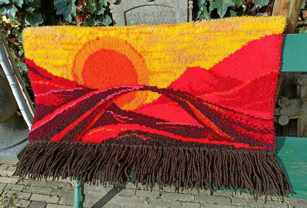 Vintage smyrna met opkomende / ondergaande zon, Gebruikt, 115 cm, 80 cm, Ophalen of Verzenden